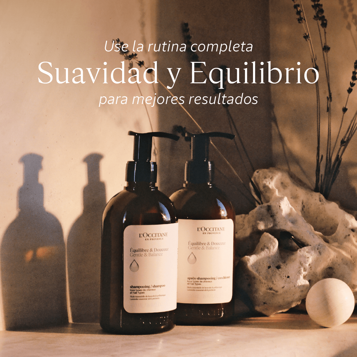 champu equilibrio y suavidad, da brillo y balance al cuero cabelludo, ingredientes naturales, libre de sulfato de sodio